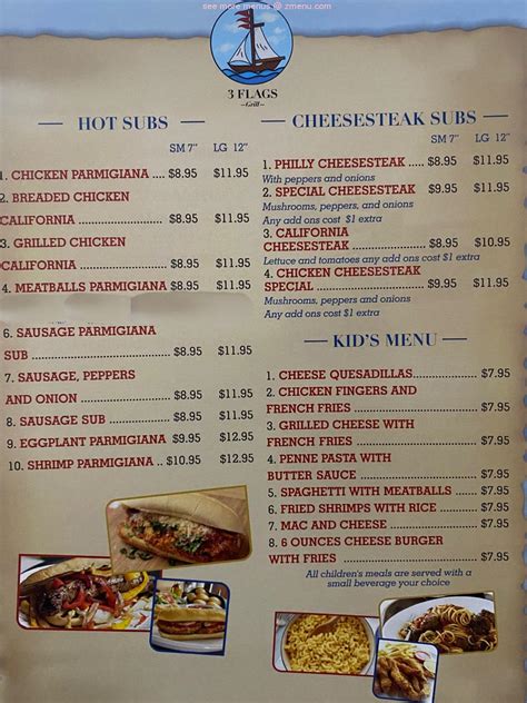 (609) 891-2645. . 3 flags grill and ice cream menu